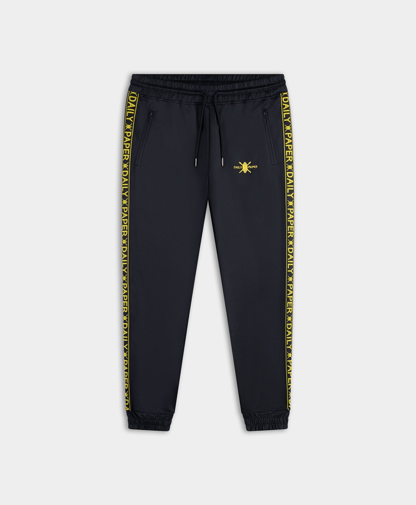 Navy Yellow Tape Logo Track Pants