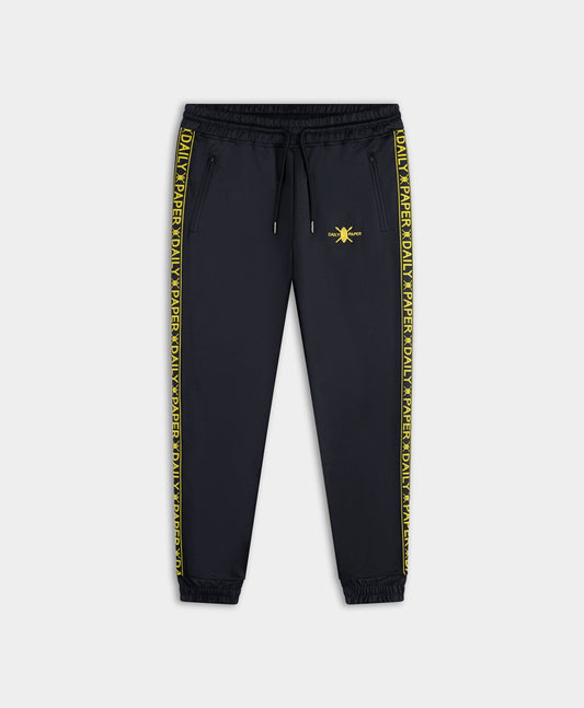 Navy Yellow Tape Logo Track Pants