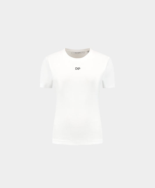 White Unit Rib Fitted T-Shirt