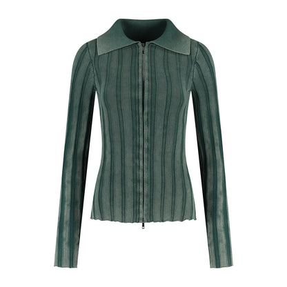 Bistro Green Washed Knit Cardigan