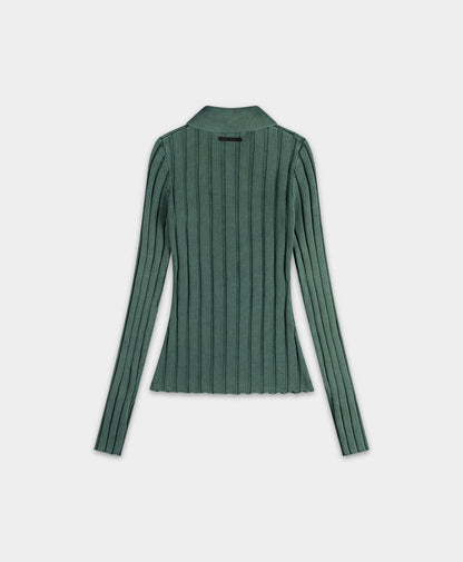 Bistro Green Washed Knit Cardigan
