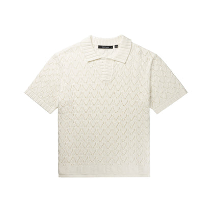 White Yinka Relaxed Knit Sweater Polo