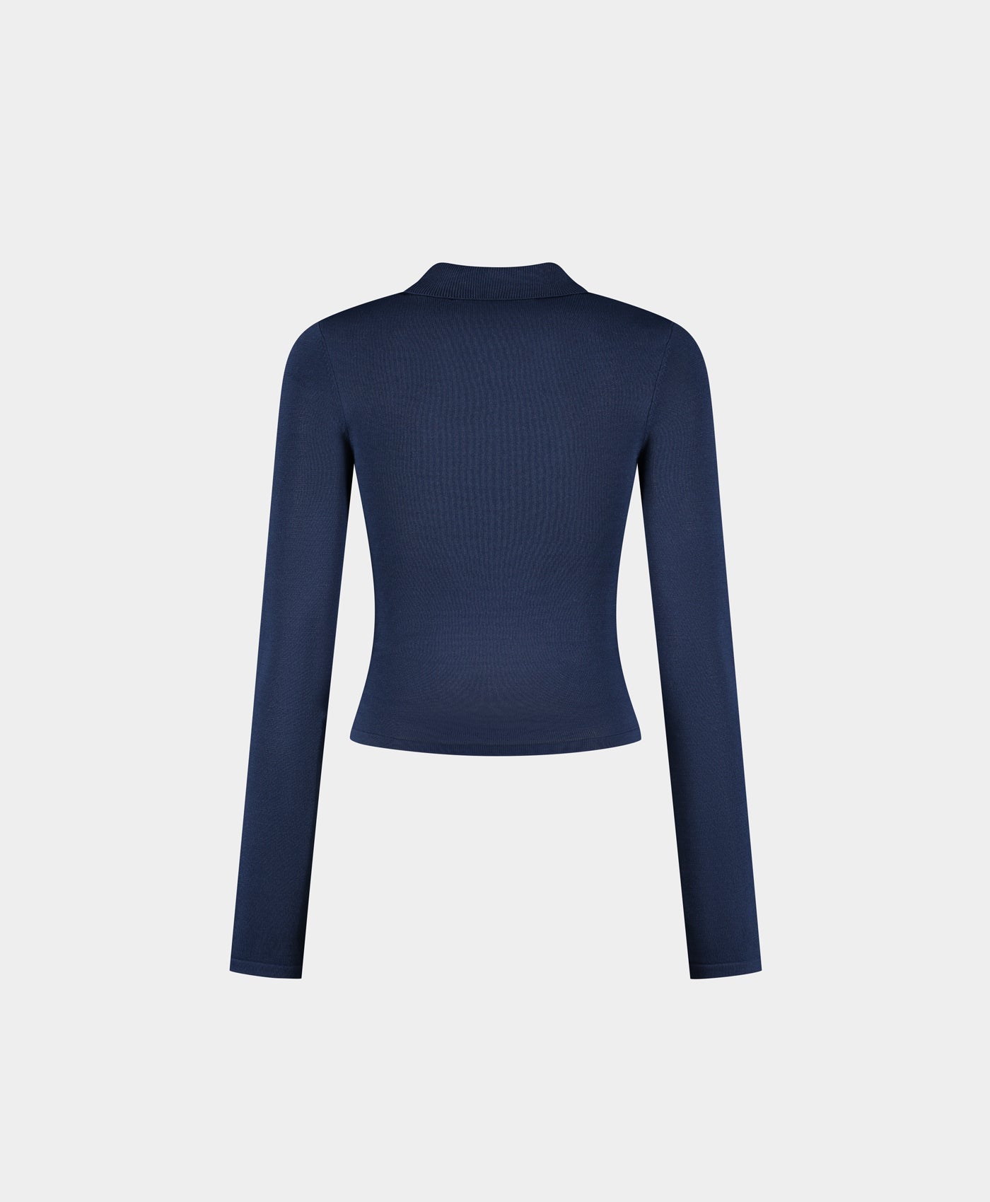 Blue Zip Knit Polo Long sleeve