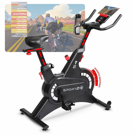 Sport24 Exercise Bike | Upright Spin, LCD, App, 8kg Flywheel