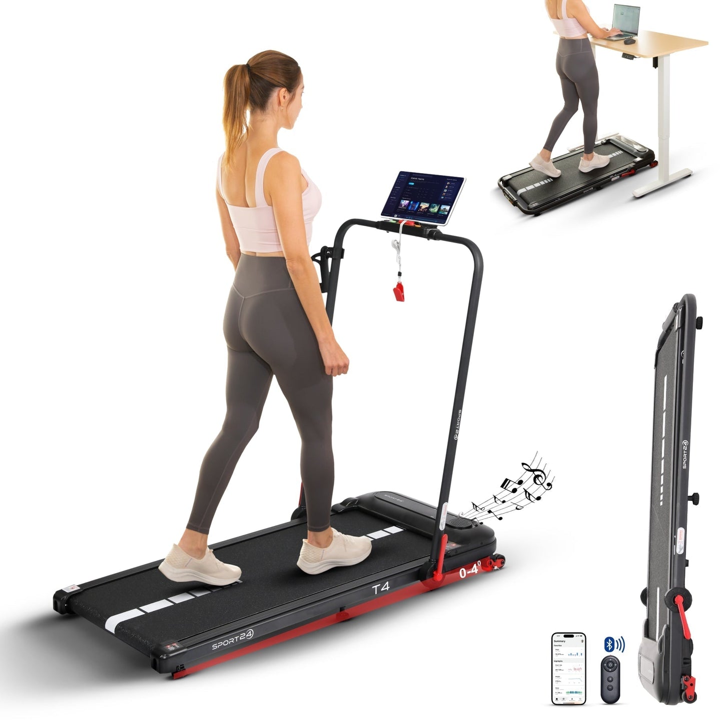 Folding Treadmill – 5-in-1 Walking Pad & Running Machine, Auto-Incline