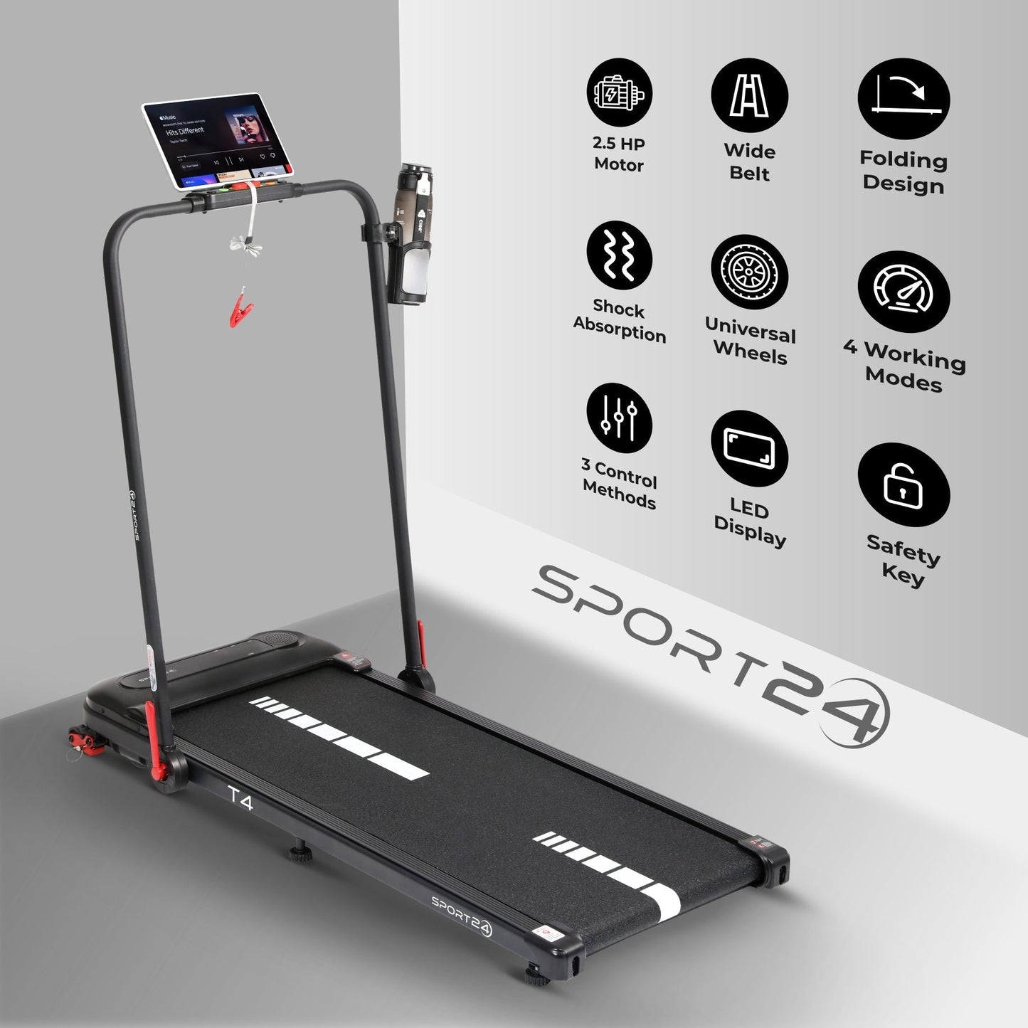 Folding Treadmill – 5-in-1 Walking Pad & Running Machine, Auto-Incline